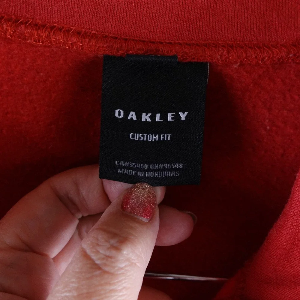 Oakley‎ Mens Red Full Zip Track Jacket Custom Fit Fleece Logo Size Medium
